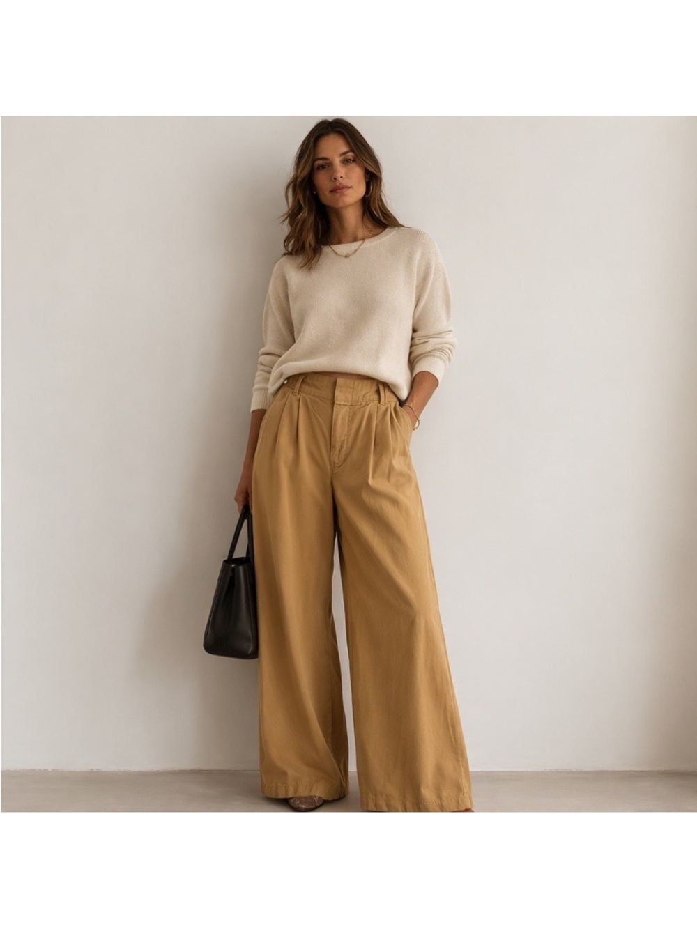 Anthropologie pleated Wide-Leg trousers in Camel Brown